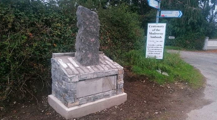 Official marker at site of Modreeny Ambush in 1921 to be unveiled today