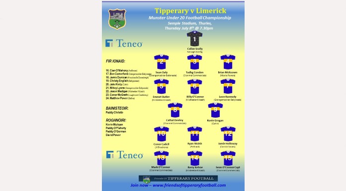 Tipp name team to face Limerick in Munster Under 20 Football Championship